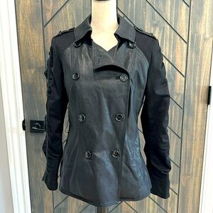 INC Faux Leather Ruched Sleeves Jacket size S
